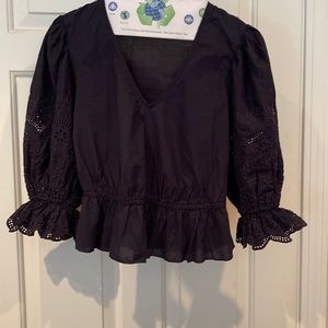 Express navy blue peplum style blouse